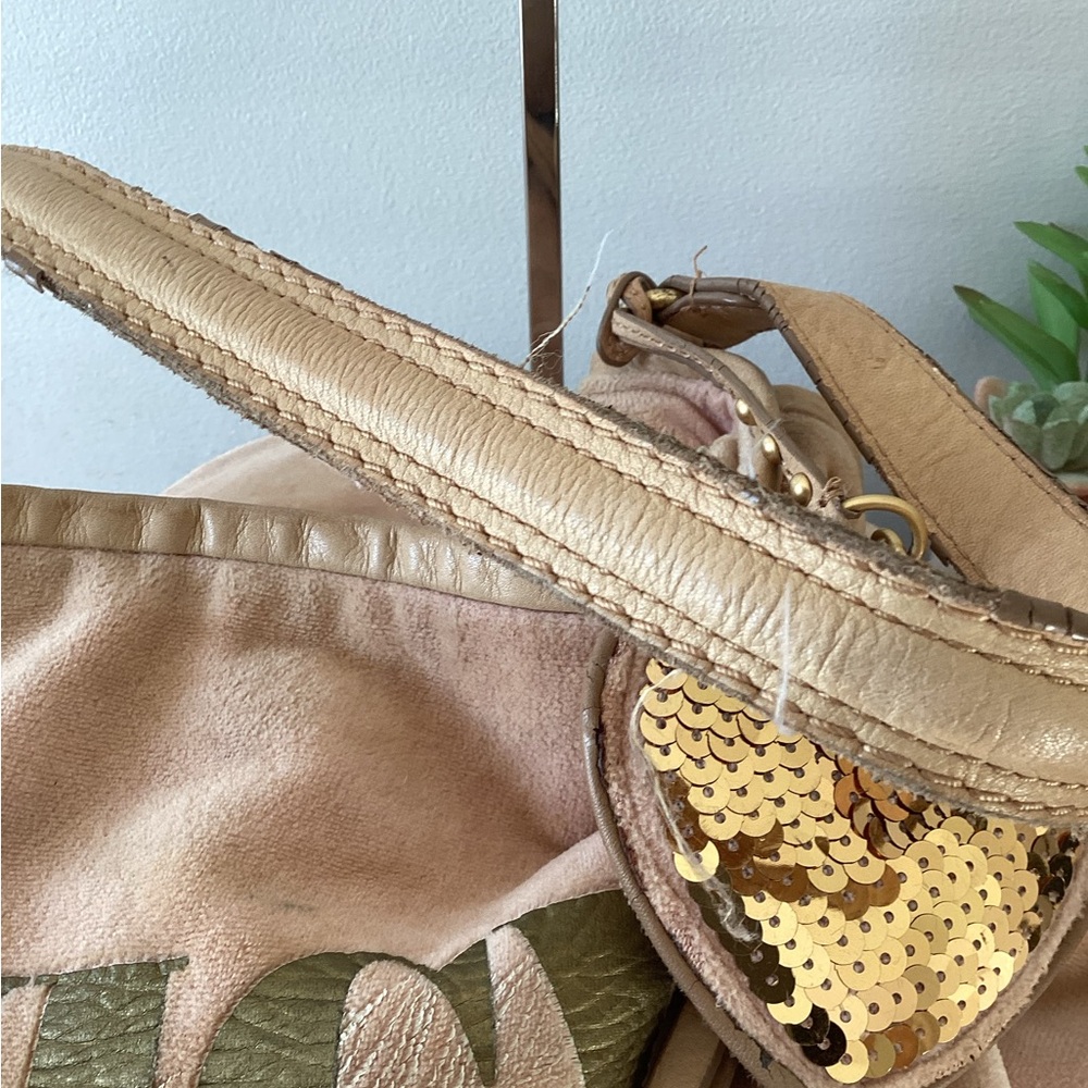 Y2K Juicy Couture Pink Darling Of Couture Velour Rhinestone Large Purse Bag - Picture 7 of 13